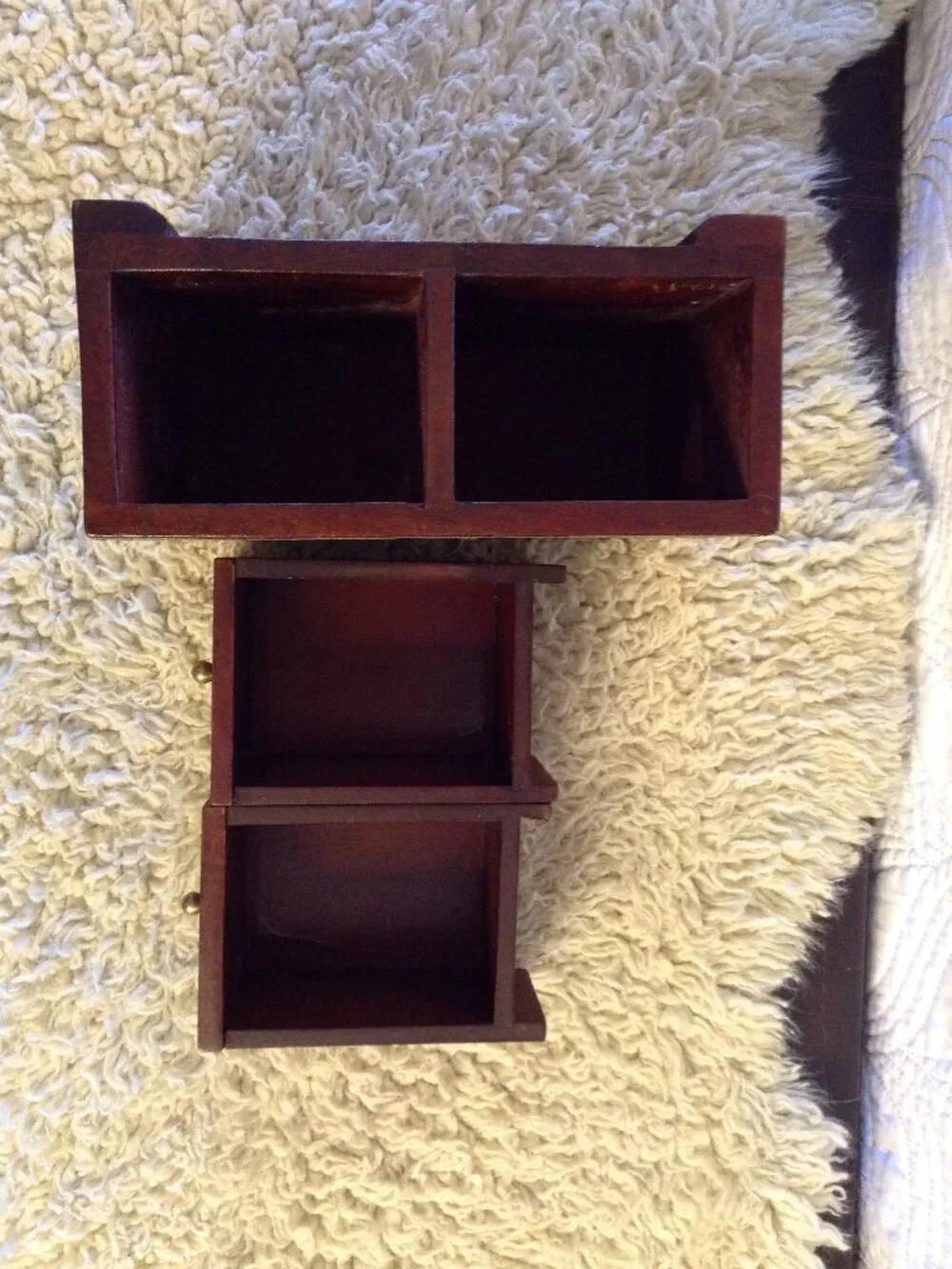 VTG '70-90's Jewelry Box wooden Boho Brass Embossed Embellishments 2 drawer
